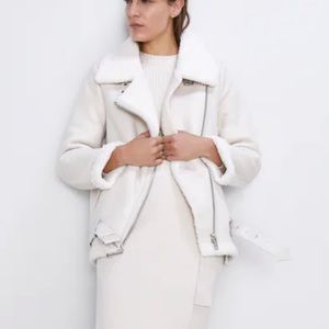 DOUBLE-FACED BIKER JACKET ELEGANT WOMAN SZ XS please NOTE no belt.